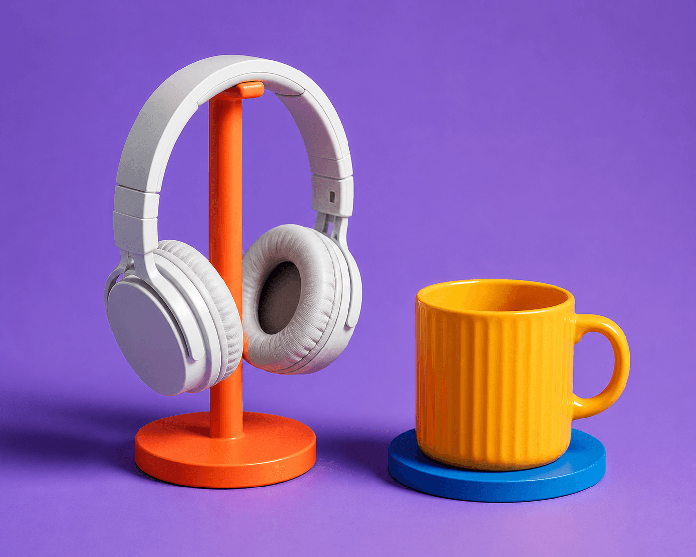 Headphone stand in use