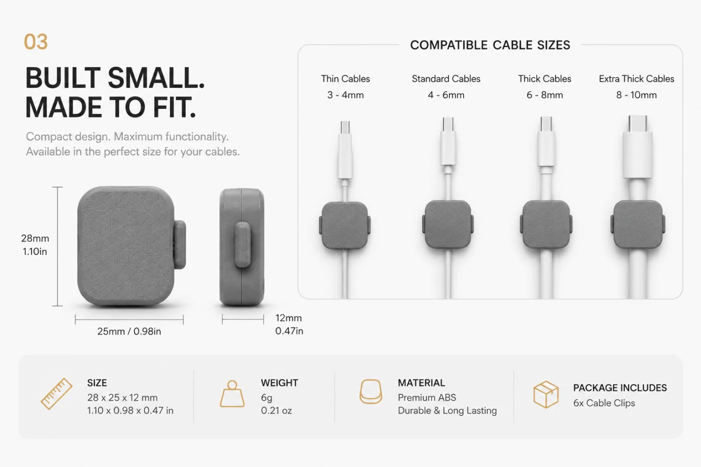 Product specifications and dimensions